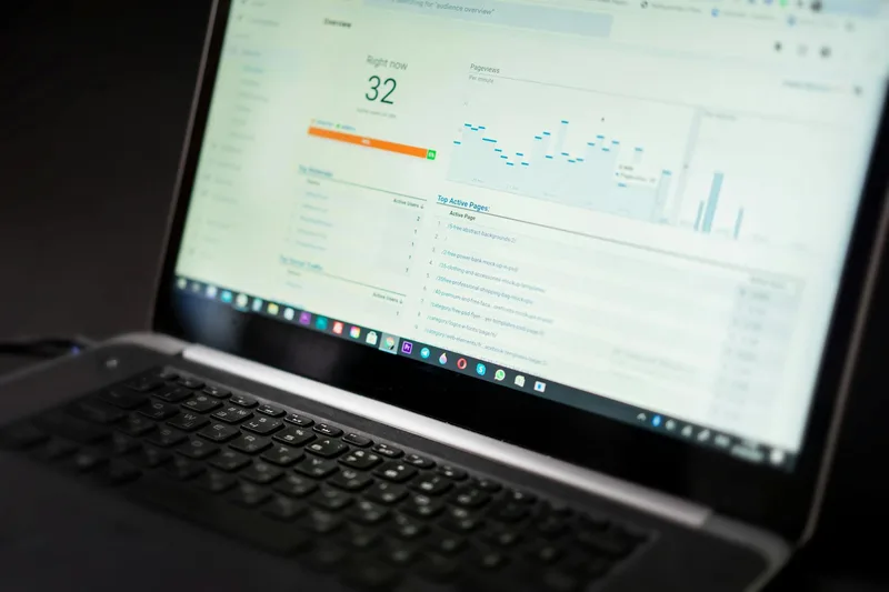 Data analytics chart showing website performance metrics and growth indicators for an ecommerce business